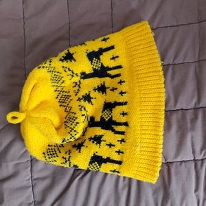 Vintage Yellow and Black Deer Beanie. Late 1970s Early 80s GPWC